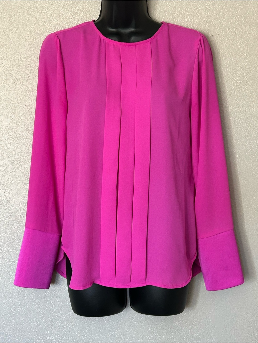 J. Crew Women's Tuxedo Blouse Long Sleeve Pleated Front Pink Career Sz XS
